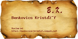 Benkovics Kristóf névjegykártya